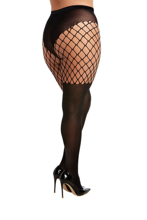 Solid Knit Fence Net Pantyhose