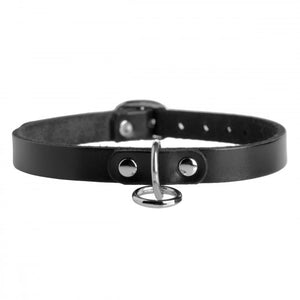 Unisex Leather Choker with O-Ring - SM