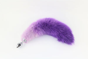14"-17" Dyed Fox Tail Plug Attatchments Anal Toys Touch of Fur Lavender to Purple Gradient 