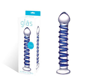 Blue Spiral Glass Dildo Dildos Electric Eel, Inc 
