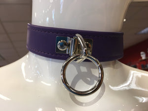 Leather Halter Ring Locking Buckle Collar Purple BDSM > Collars Kookie Intl. 