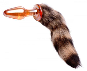 Orange Glass Plug with Fox Tail Anal Toys Frisky Products
