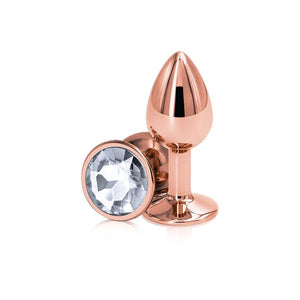 Rear Assets Rose Gold Metal Plug Anal Toys NS Novelties Small Clear Round