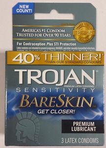 Trojan Sensitivity Bareskin Condoms & Safe Sex Trojan 
