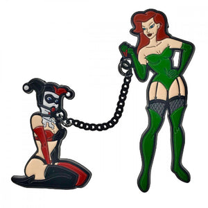 Villains and Superheroes Enamel Pins Bachelorette & Novelty Geeky & Kinky Mistress Poison Ivy and Harley Quinn Bad Love 
