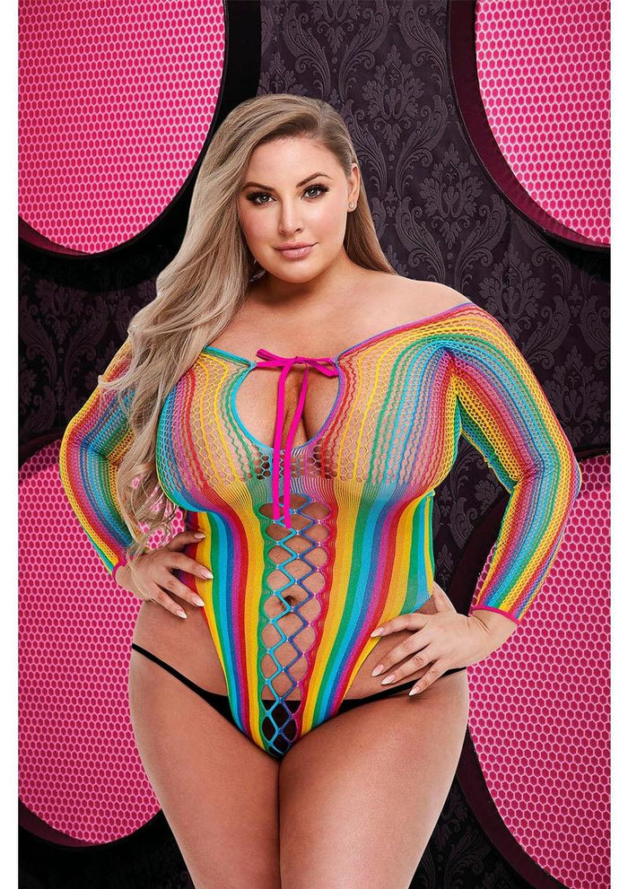 Lace-Up Rainbow Teddy