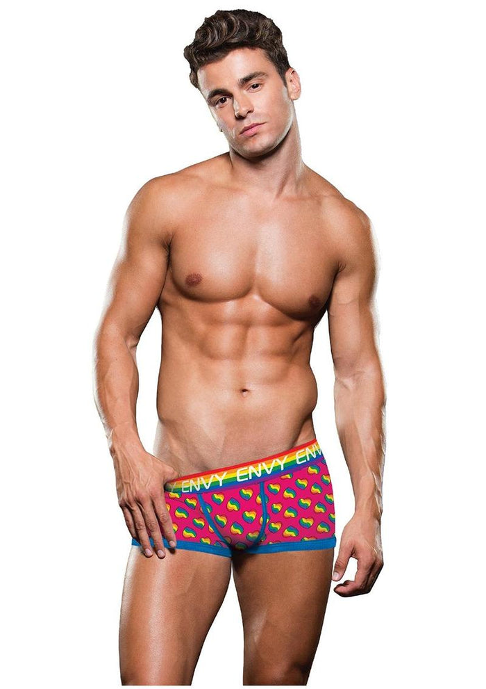 Rainbow Hearts Boxer Brief Short-Cut Trunks