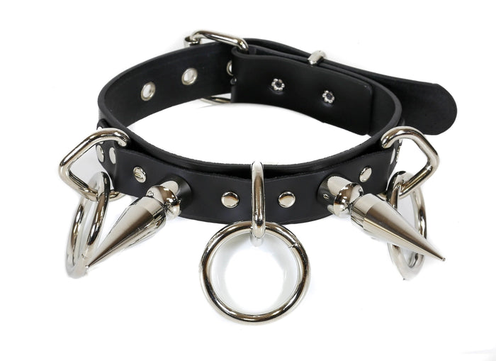 XL Spike 3 Ring Bondage Choker