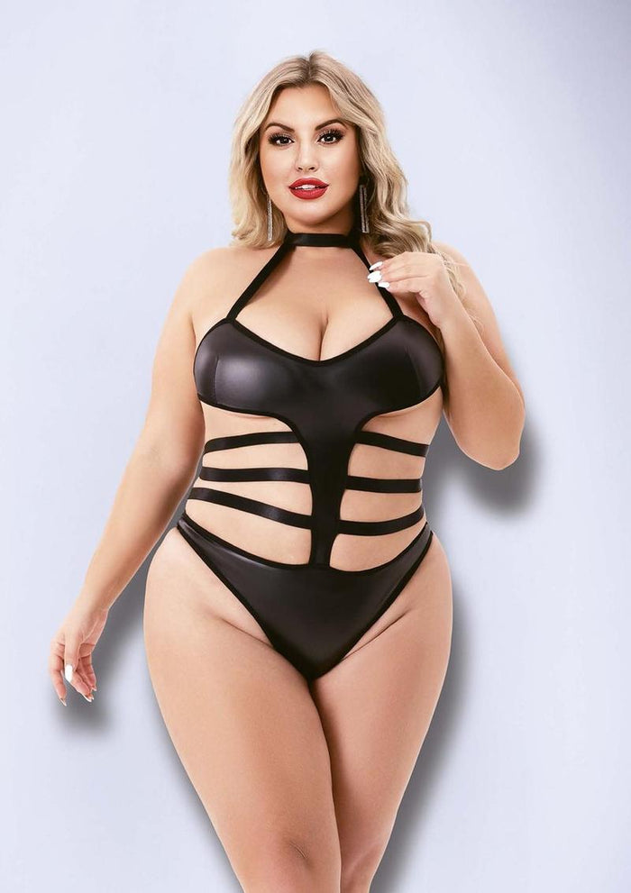 Halter Top Wet Look Teddy Queen