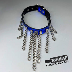 Metallic Leather and Chain Collar