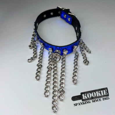 Metallic Leather and Chain Collar