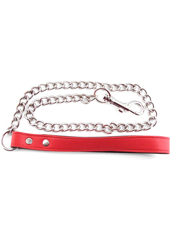 Leather Leash with Metal Chain