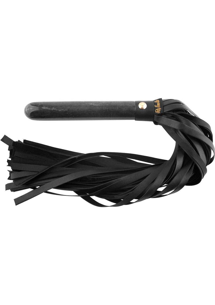 Fifty Times Hotter Leather Flogger with Marble Handle - Black