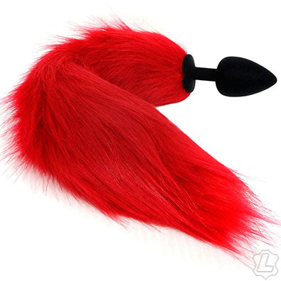 Red Faux Fox Tail Silicone Plug