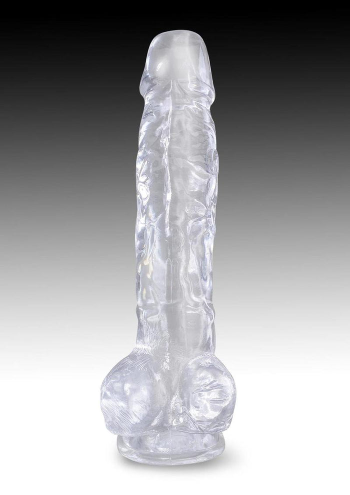 King Cock Clear Dildo with Balls 8in