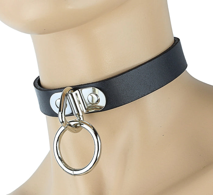 Genuine Leather Choker with O-Ring