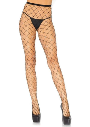 Rhinestone Fence Net Tights