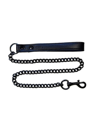 Leather Leash with Metal Chain