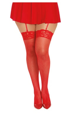 Fishnet Thigh High with Lace Top