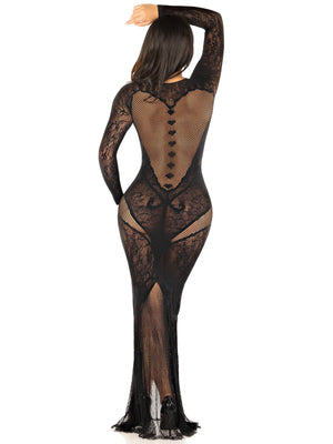 Lace and Net Gown with Heart Keyhole