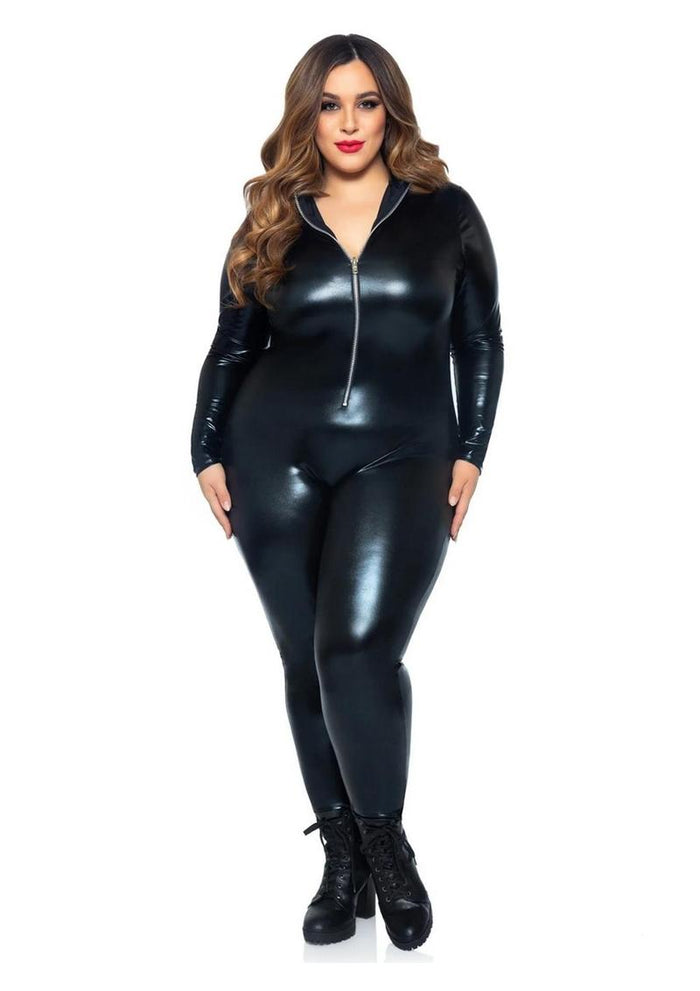 Lamé Zipper Front Catsuit