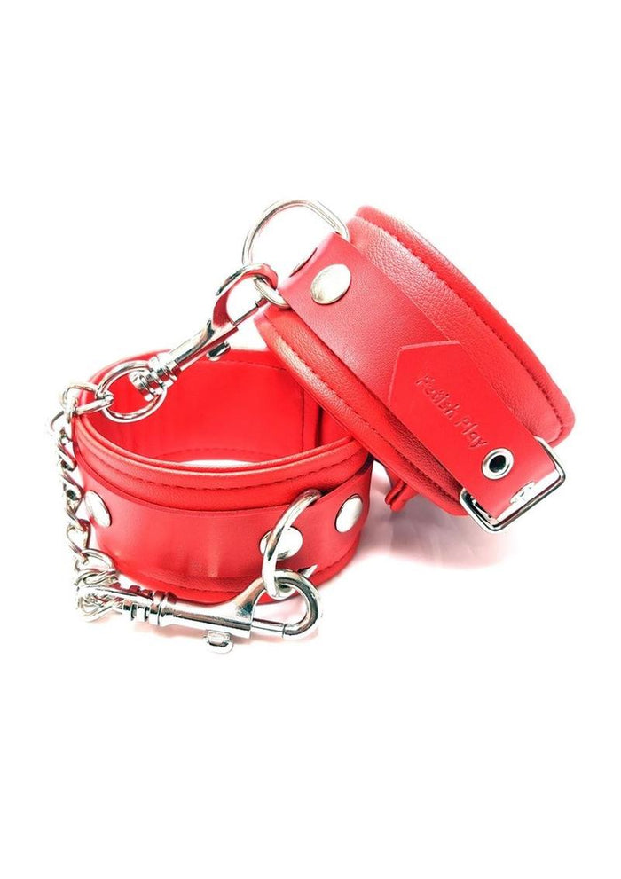 Fetish Play Wrist Cuffs Vegan Leather