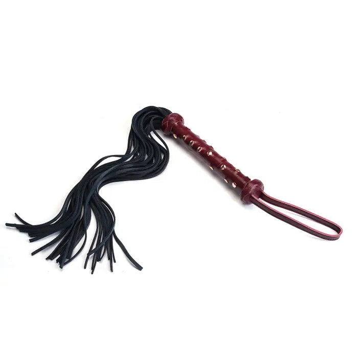 Cow Leather Heavy Flogger with Studded Handle