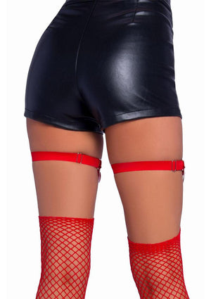 Pentagram Studded Iridescent Thigh High Garter Suspender with Chain Detail