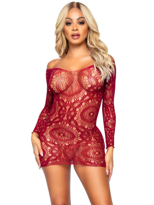 Crochet Lace Long Sleeved Mini Dress