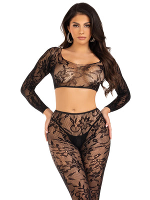 Chantilly Lace 2 Piece Crop Top and Tight Set