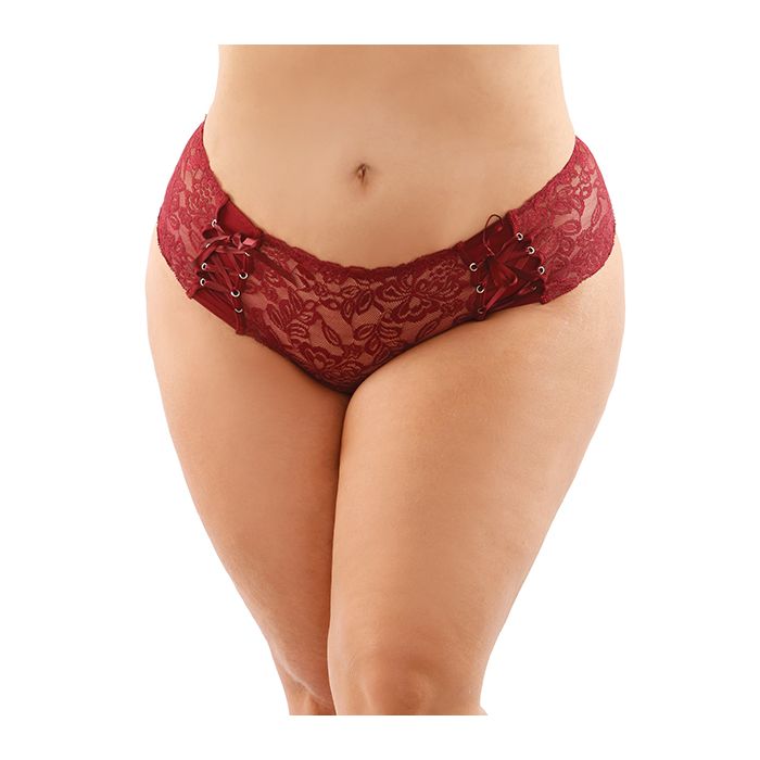 Magnolia Stretch Lace Open Panty with Lace Up Front