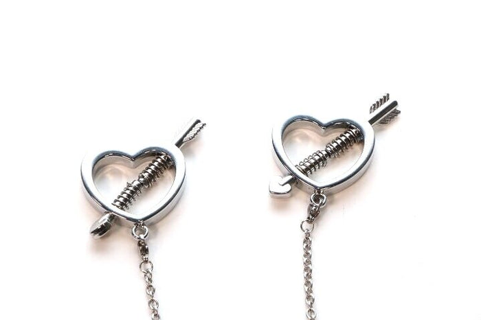 Heart Shaped Nipple Clamps with Chain
