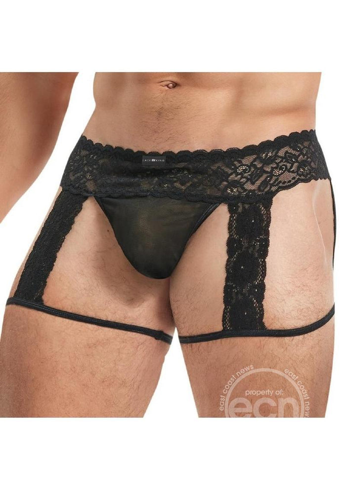 Lace King Lace & Mesh Garter Panty