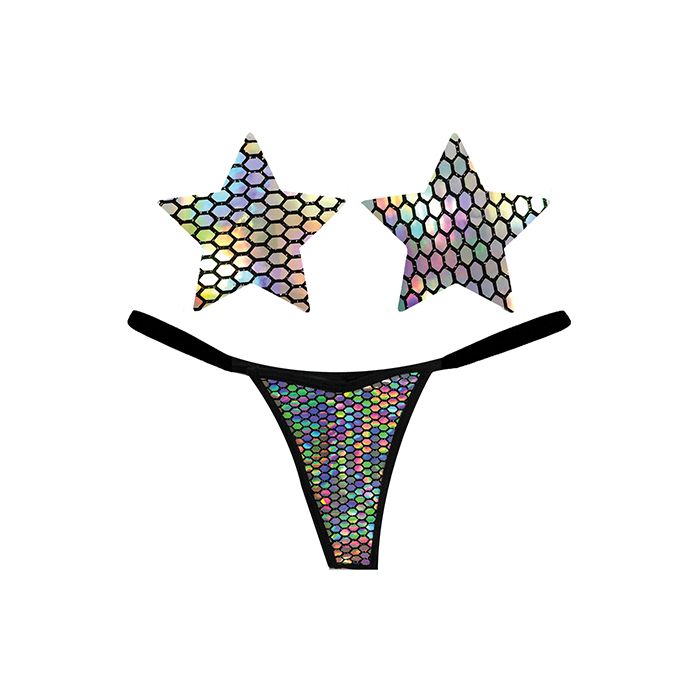 Mirrored Mayhem Holographic G-String & Pasties