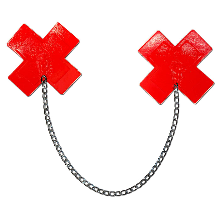 Faux Latex Chain Cross Pasties