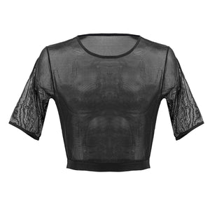 3/4 Mesh Sleeve Crop Top