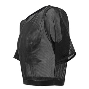 3/4 Mesh Sleeve Crop Top