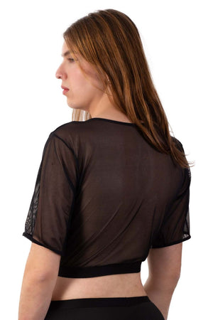 3/4 Mesh Sleeve Crop Top