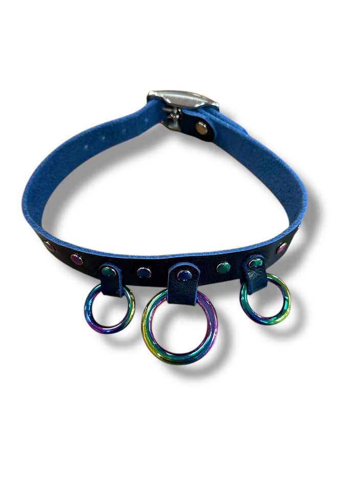 Triple Rainbow Leather Collar