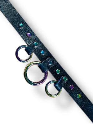 Triple Rainbow Leather Collar