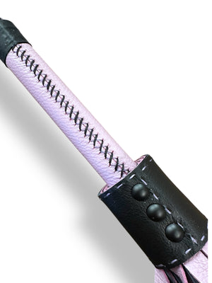 Lilac & Black Stitched Handle Leather Flogger