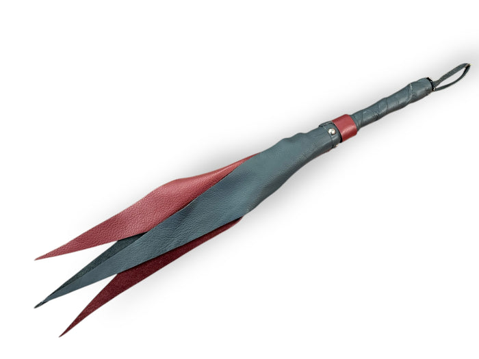 Red and Gray Points 27" Leather Flogger