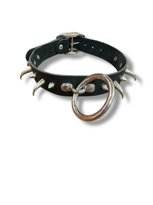 Fang Spiked Leather Collar