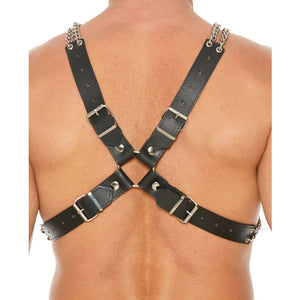 Double Chain Leather Chest Harness