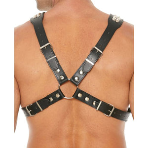 Pyramid Stud O-Ring Leather Chest Harness