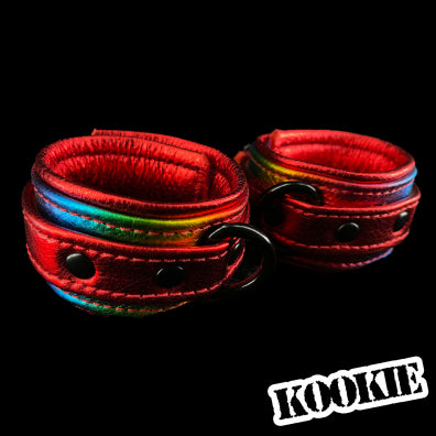 Metallic Rainbow Leather Cuffs