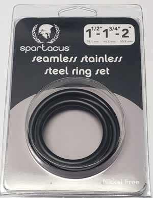 Black Stainless Steel Seamless C-Ring Set (1.5", 1.75", 2")
