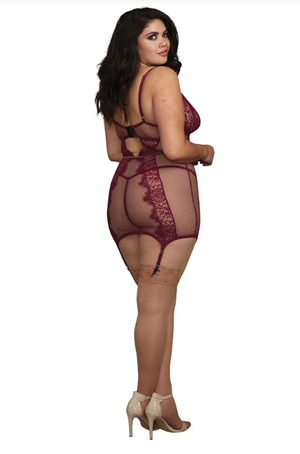 Mulberry Garter Slip w/ G-String Queen