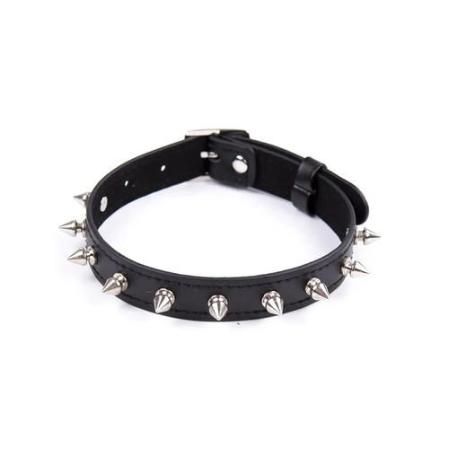 Adjustable Spiked Leather Collar