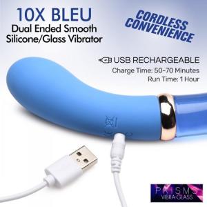 Vibra-Glass Bleu Dual Ended G-Spot Silicon/Glass Vibrator